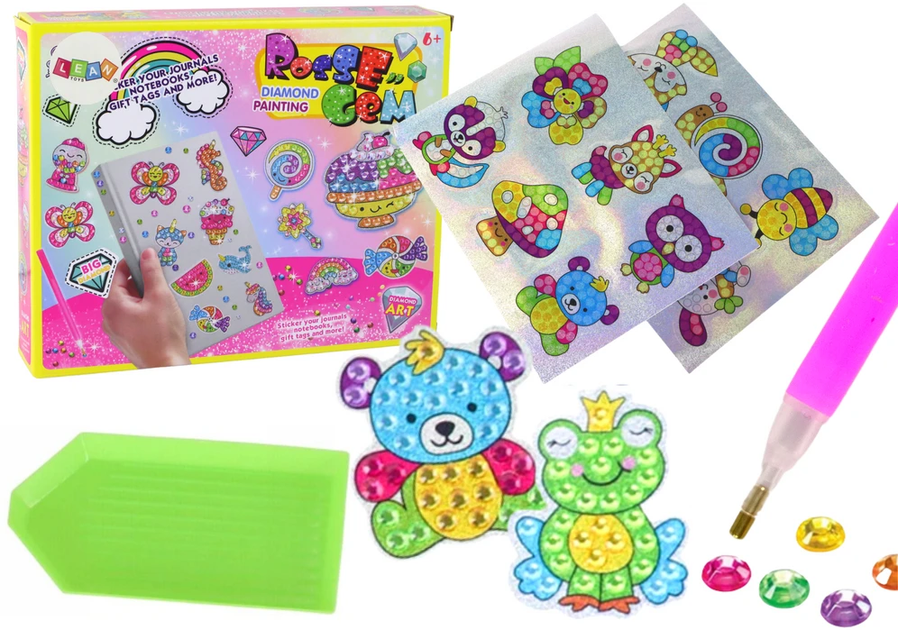 Deimantinių lipdukų kūrybos rinkinys vaikams Lean Toys