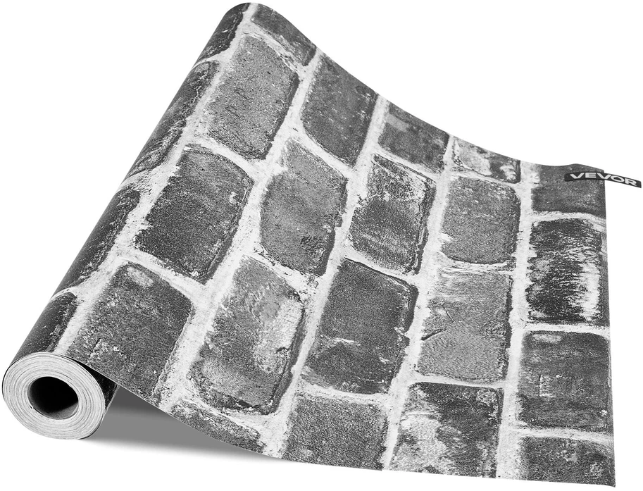 VEVOR Pilkas lipnus tapetas 45cm x 10m miegamajam