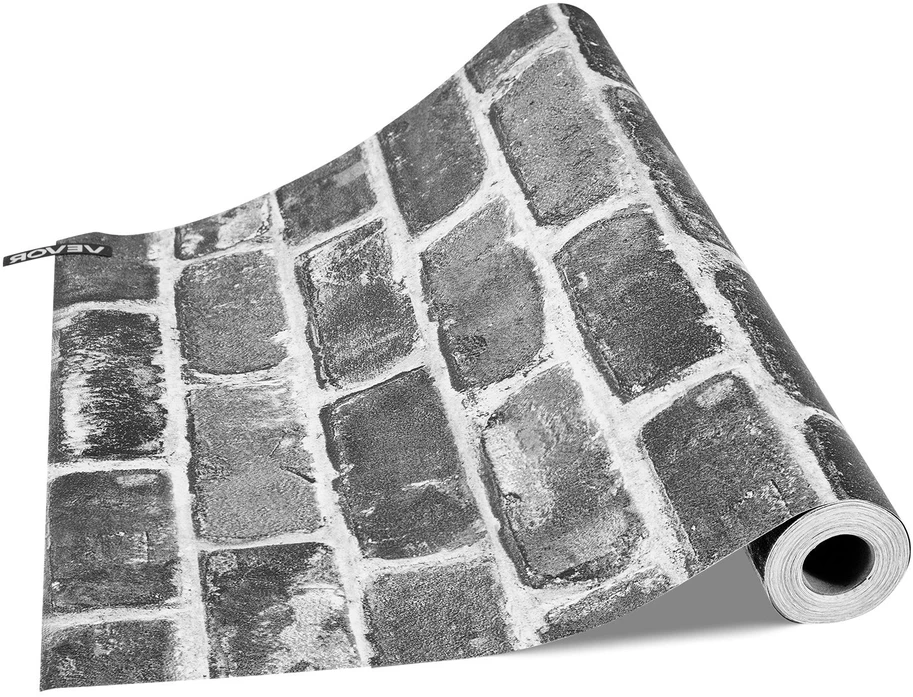 VEVOR Pilkas lipnus tapetas 45cm x 10m miegamajam