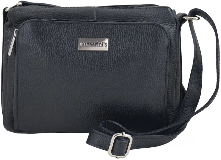 Odinė rankinė su kišenėmis - Juoda