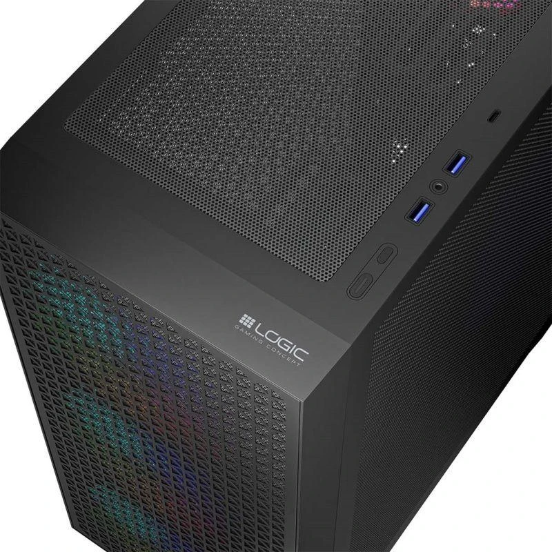 Ausinės LOGIC DART PRO ARGB MIDI USB TYPE-C kompiuterio korpusas, juodas