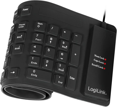 Logilink | Flexible waterproof Klaviatūra USB + PS/2 | ID0019A | Lanksti klaviatūra | su laidu | DE | Juodas