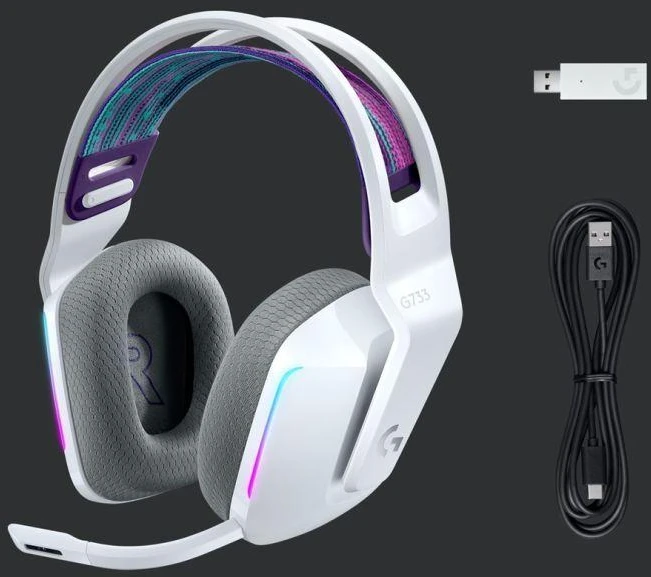 Logitech G733 Lightspeed Baltos Ausinės