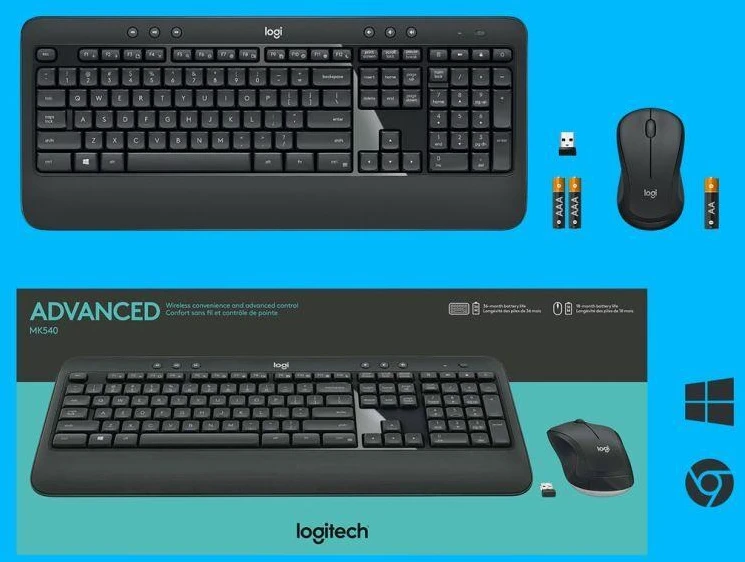 Logitech MK540 920-008685 membraninė klaviatūra ir pelė (USB; juoda; optinė; 1000 DPI)
