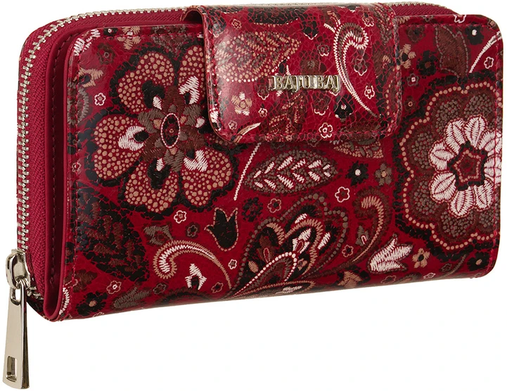 LORINA Raudona portfel damski BajuBaj ze skóry naturalnej RFID