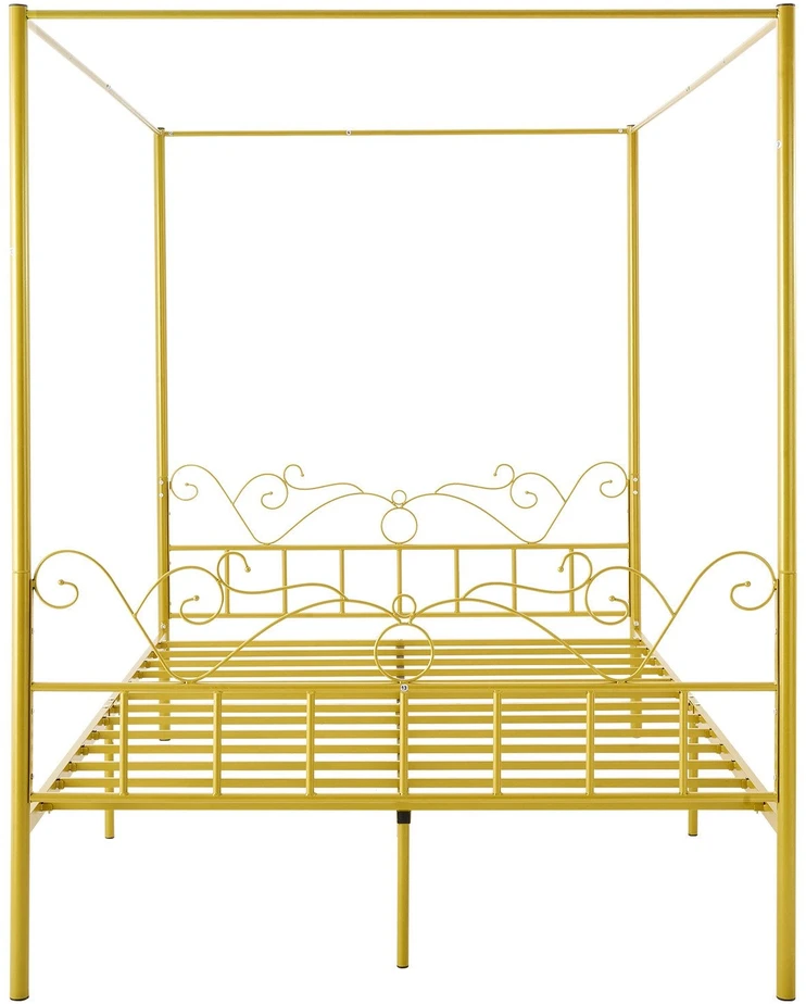 VEVOR Lovos rėmas su baldakimu 160x200, metalinė lova su galvūgaliu, moderni lova su užuolaidomis, dvigulė lova 160 cm, auksinė lova