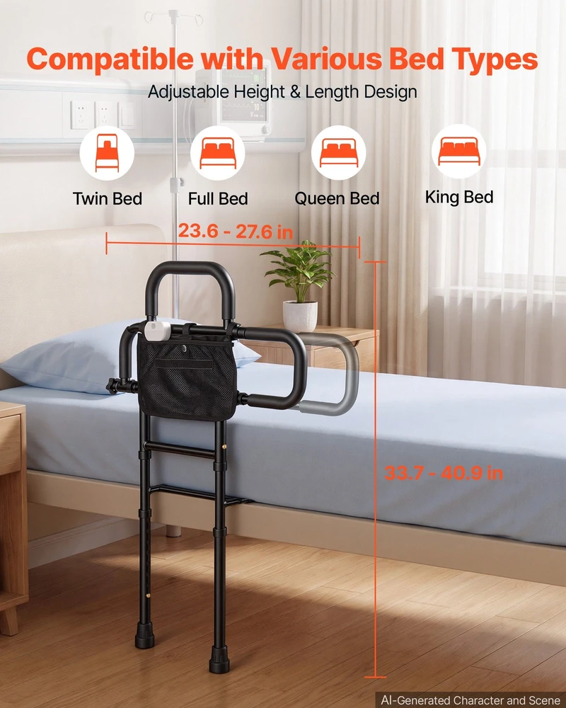 Lovos turėklas pagyvenusiems žmonėms VEVOR LQX-110004-01, 136 kg apkrova