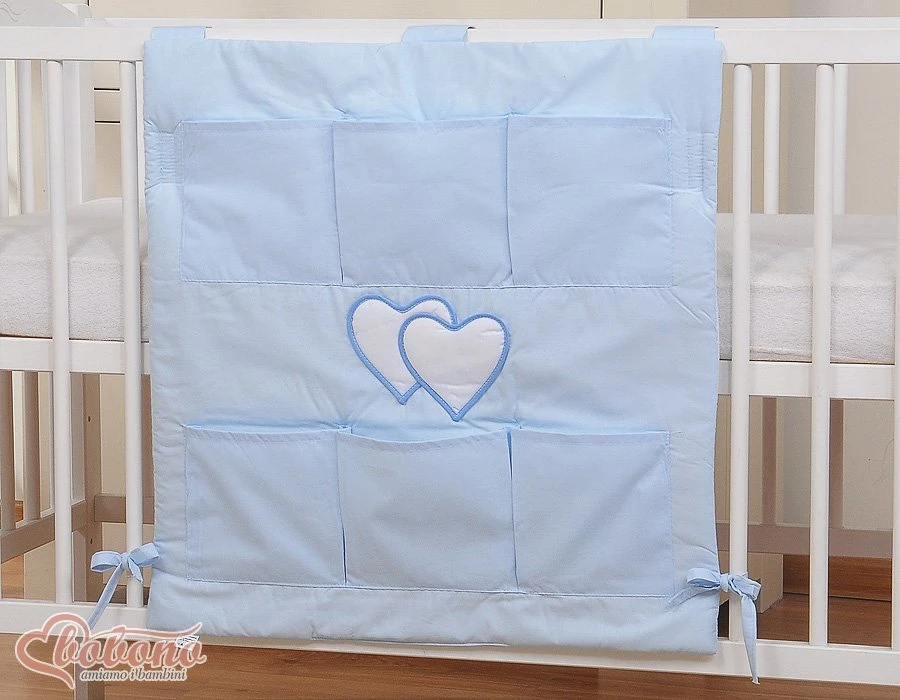 Lovytės kišenėlė kūdikiui Hanging Hearts mėlyna