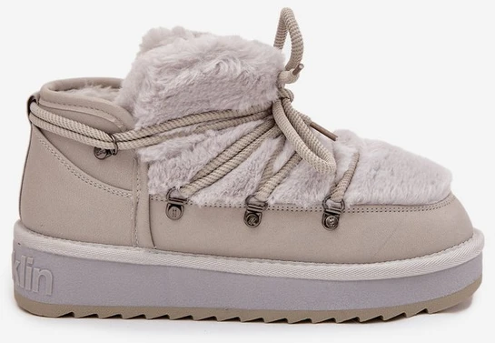 Low Snow Boots On Platform With Fur D.Franklin DFSH370011 Light Gray
