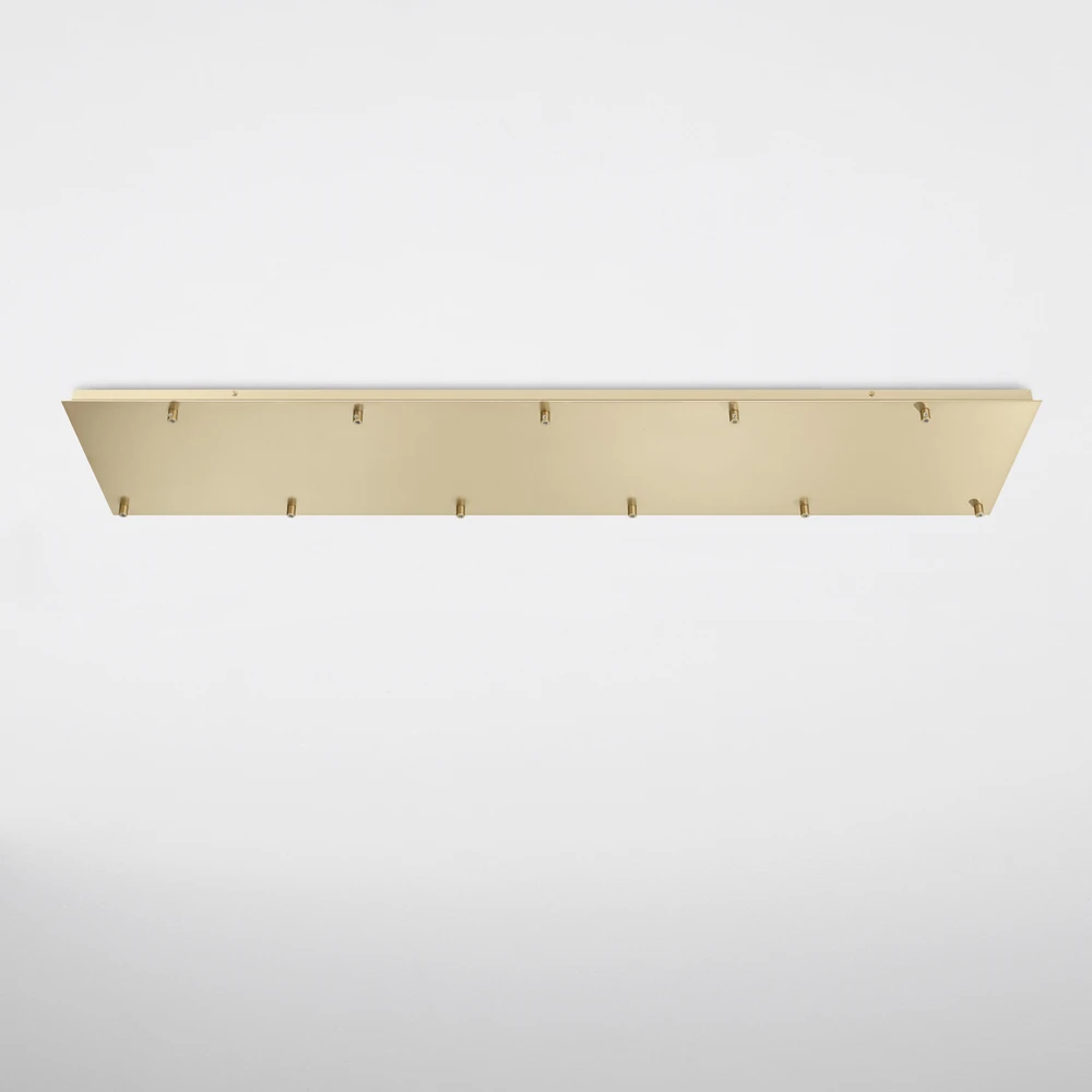Lubinė bazė 11 PIREX pakabinamų šviestuvų, aukso spalvos metalo, 140x28 cm