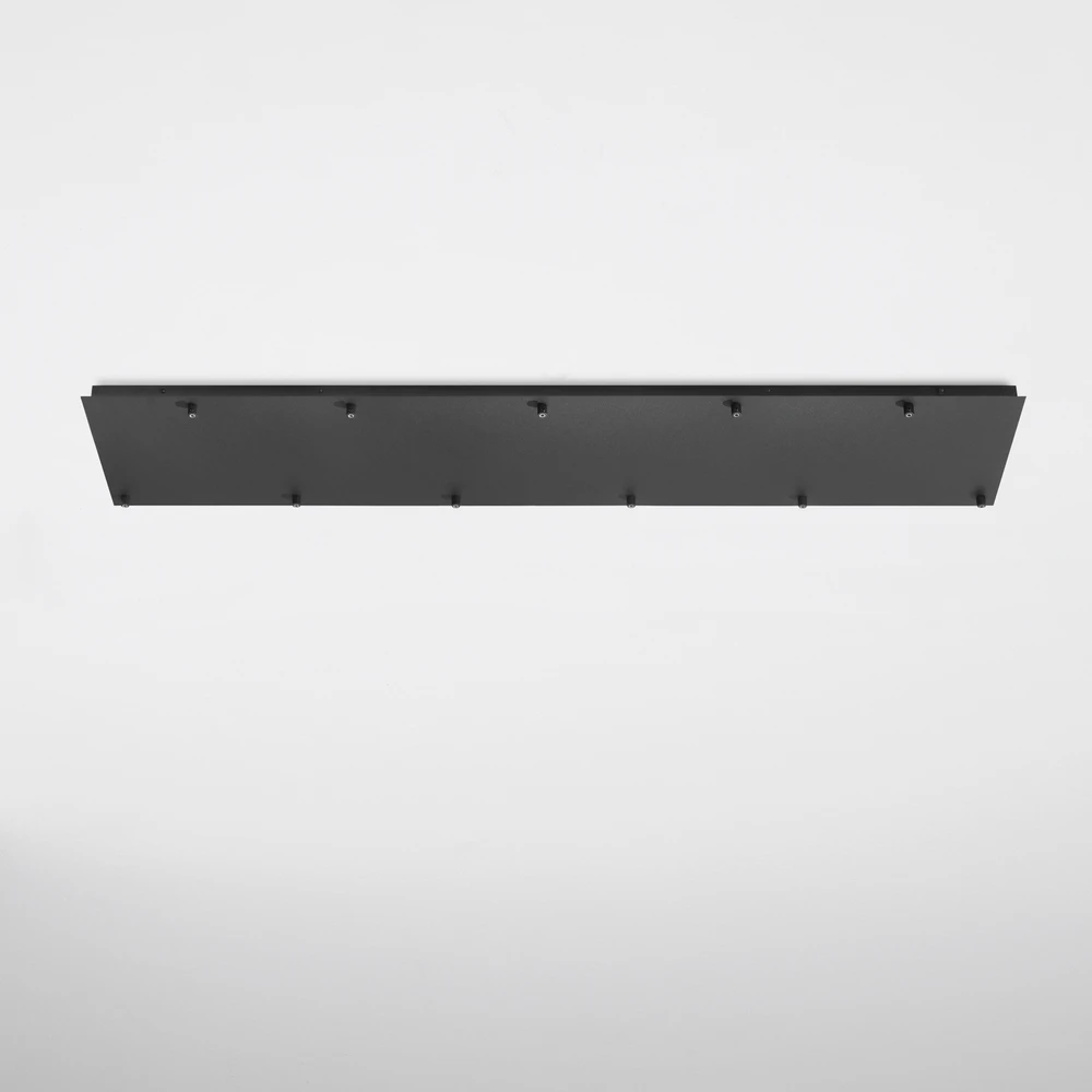 Lubinė bazė 11 PIREX pakabinamų šviestuvų, juodo metalo, 140x28 cm