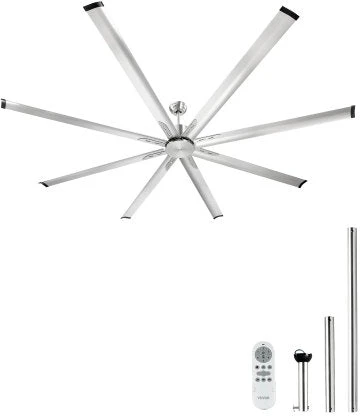 VEVOR 244 cm aliuminio lubų ventiliatorius su nuotoliniu valdymu