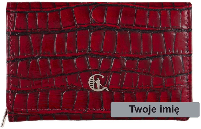 LUCILLA Raudona Portfel Damski su grawerem croco Canaletto RFID