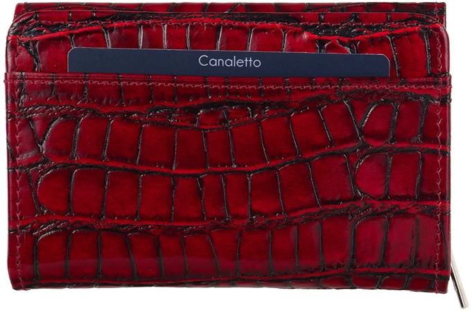 LUCILLA Raudona Portfel Damski su grawerem croco Canaletto RFID