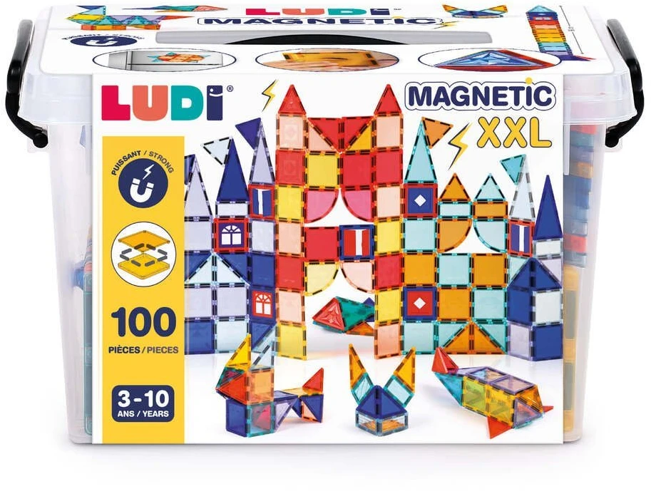 LUDI magnetinis konstruktorius vaikams, 100 dalių 2D/3D XXL