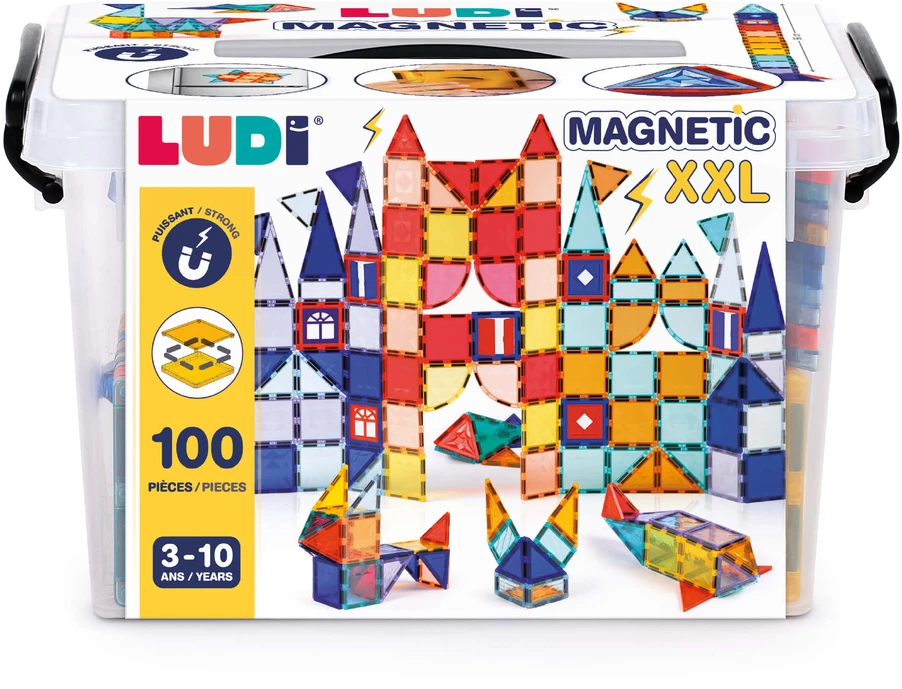 LUDI magnetinis konstruktorius vaikams, 100 dalių 2D/3D XXL