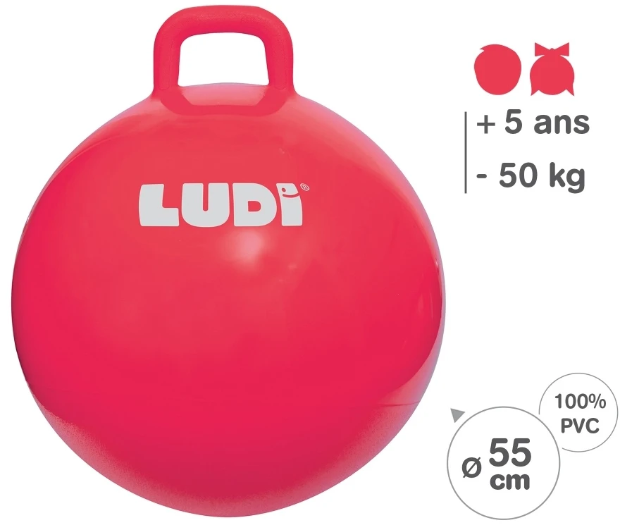 LUDI šokinėjimo kamuolys, raudonas 55 cm