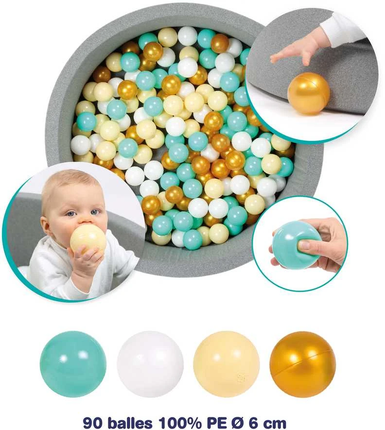 LUDI spalvoti žaidimų kamuoliukai baseinui – 90 vnt., 6 cm, vaikams nuo 6 mėn.