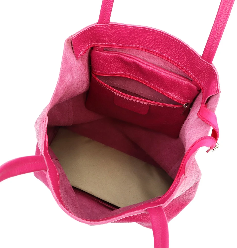Luka damska skórzana shopperbag duża torebka na ramię kieszeń suwak