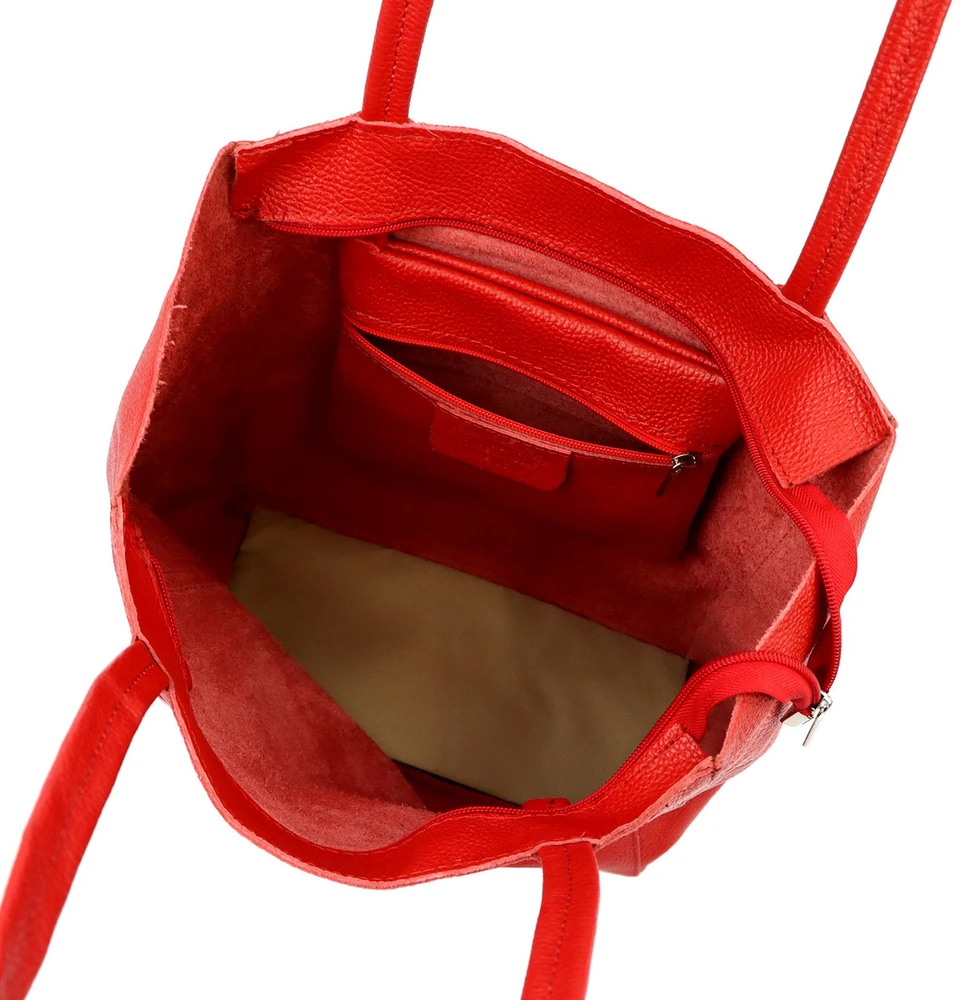 Luka damska skórzana shopperbag duża torebka na ramię kieszeń suwak