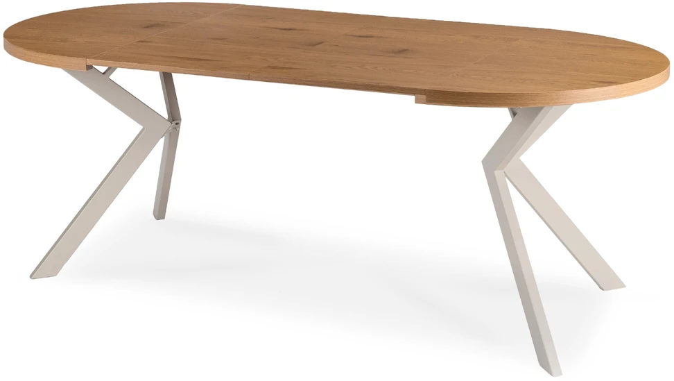 Lyka apvalus ištraukiamas stalas, 90–190 cm, ąžuolo/kašmyro spalvos, modernus