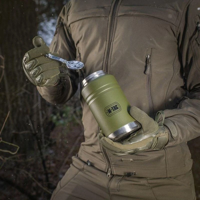 M-Tac maisto termosas su sulankstomu šaukštu 750 ml Olive