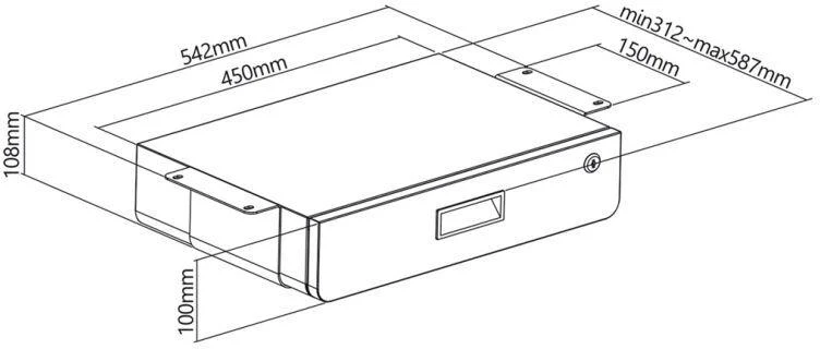 Maclean MC-461 Under Desk Lockable Drawer 5kg Organizer Juodas max 5kg