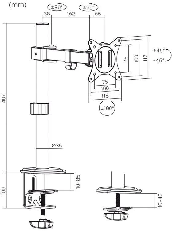 Laikiklis MACLEAN LCD MONITORIUS DESK MOUNT MC-572N