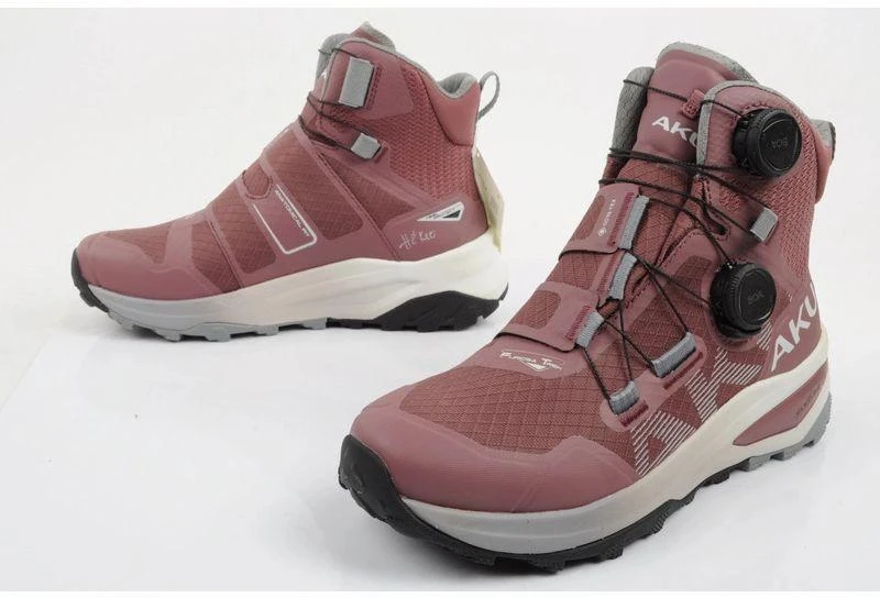 Madingi rožiniai ir pilki moteriški sportiniai trekingo batai Aku Furiosa BOA GTX Vibram