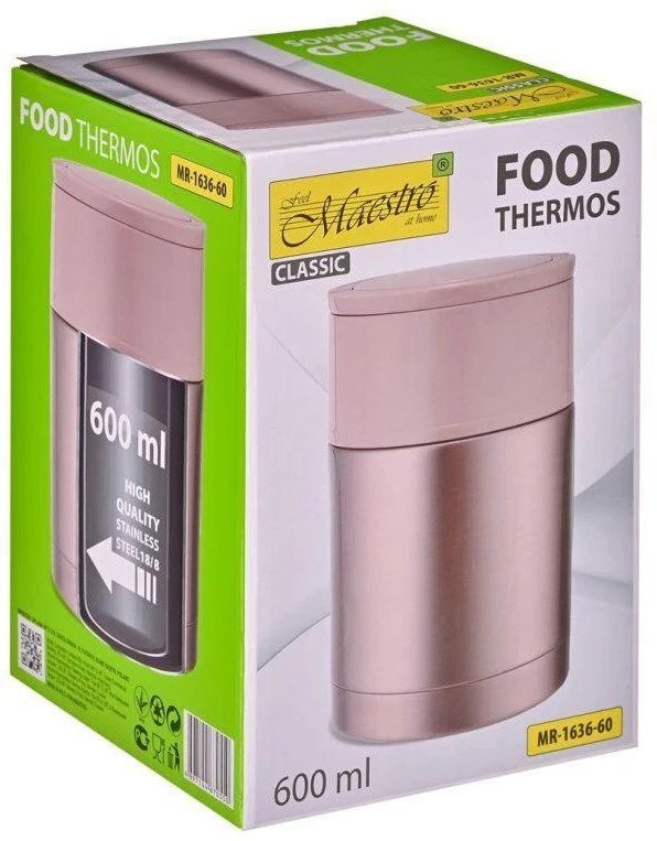 Vakarienės termosas Maestro MR-1636-60 600 ml, rožinis