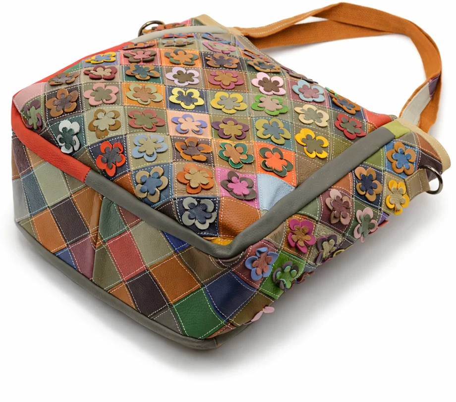 Magic Bags moteriška didelė odinė pirkinių rankinė ant peties spalvota mozaika