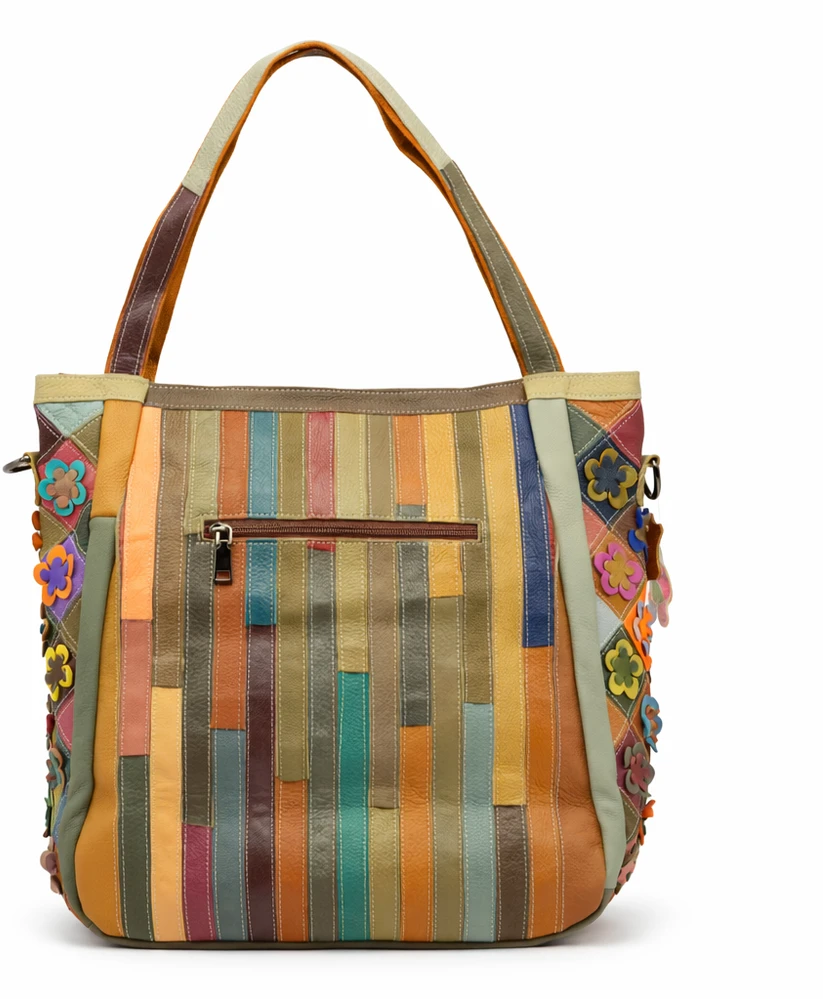 Magic Bags damska duża torebka skórzana shopper na ramię kolorowa mozaika