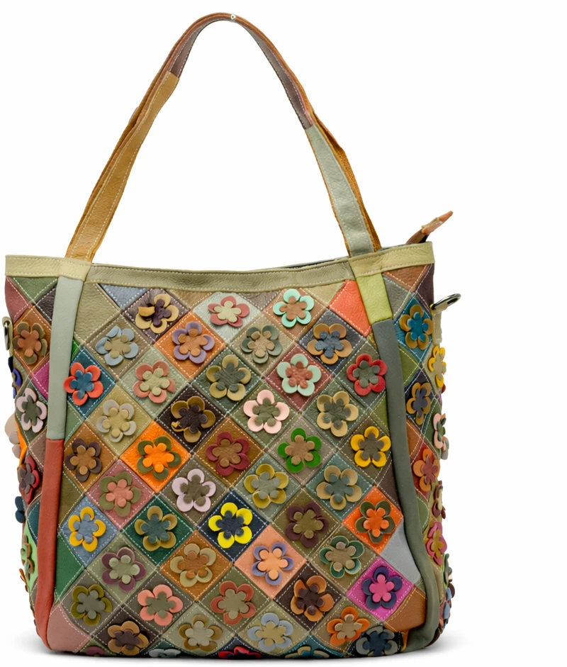 Magic Bags damska duża torebka skórzana shopper na ramię kolorowa mozaika