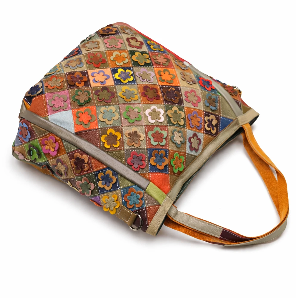 Magic Bags damska duża torebka skórzana shopper na ramię kolorowa mozaika