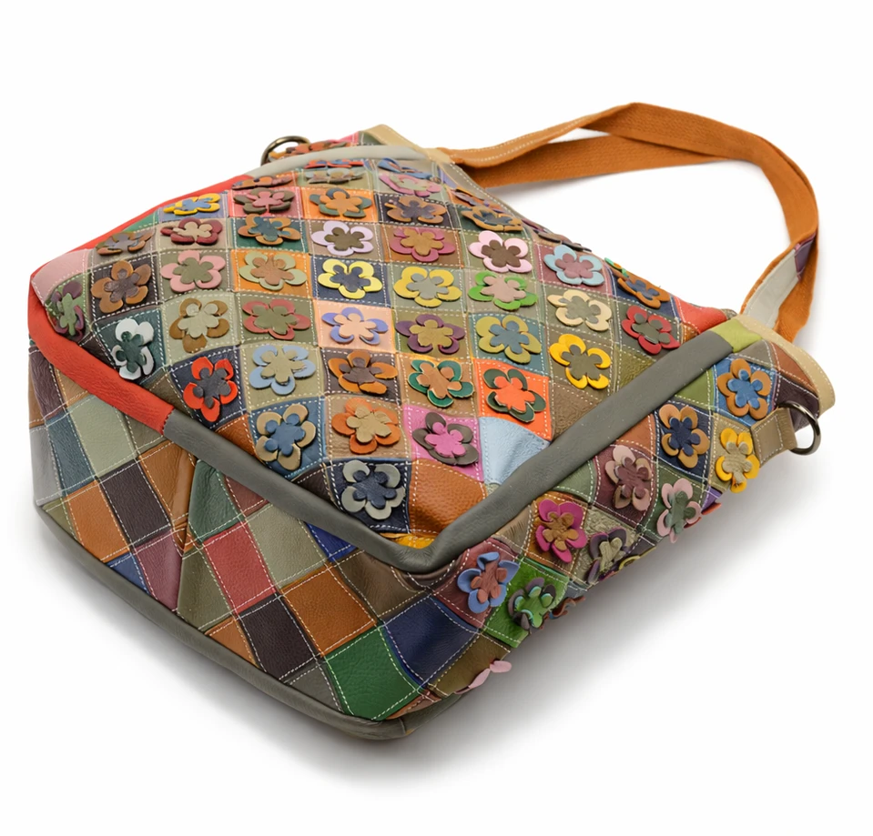 Magic Bags damska duża torebka skórzana shopper na ramię kolorowa mozaika