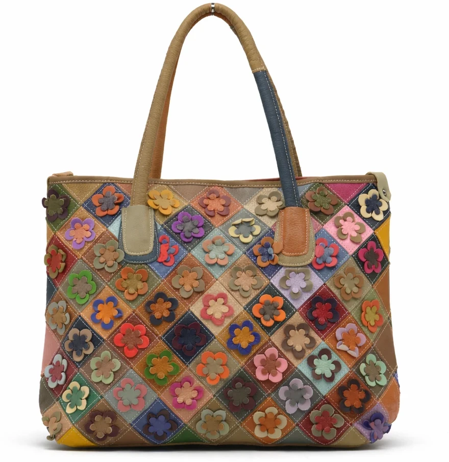 Magic Bags damska skórzana shopperbag kolorowa mozaika torebka na ramię
