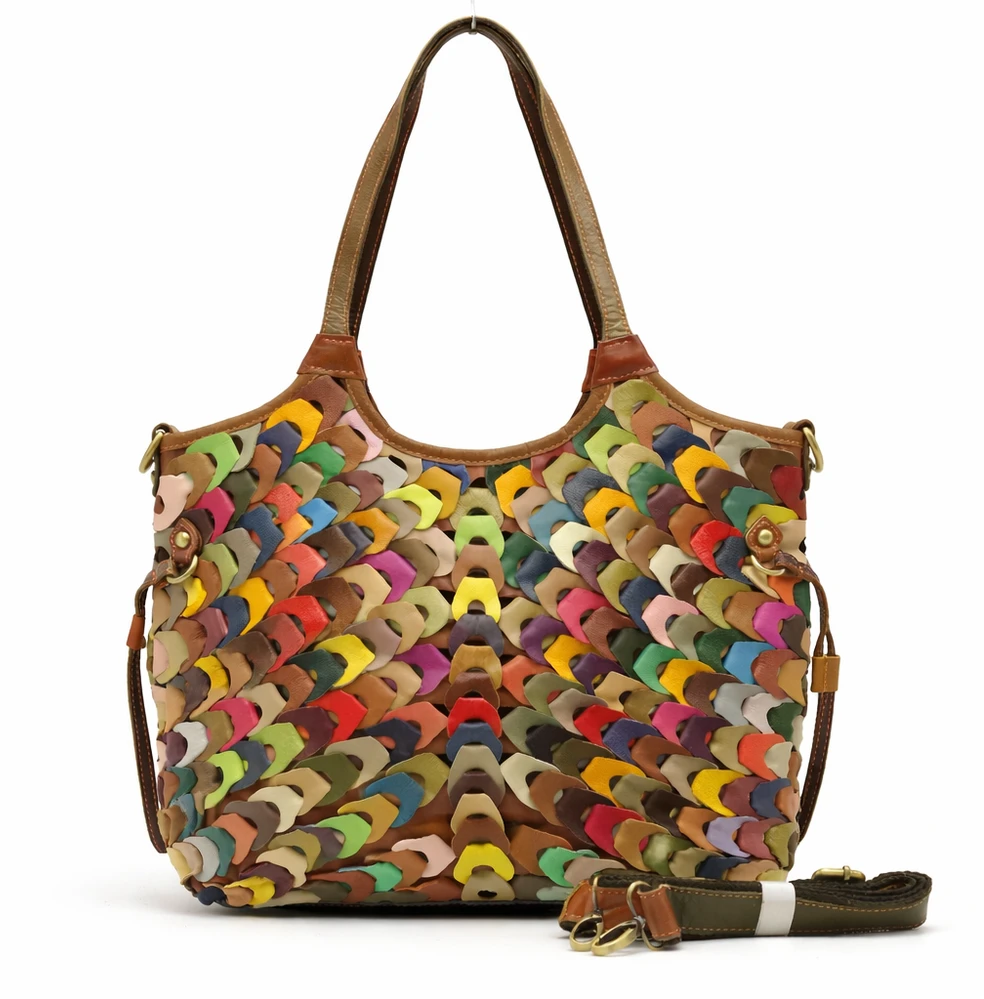 Magic Bags damska skórzana shopperbag kolorowa mozaika torebka na ramię