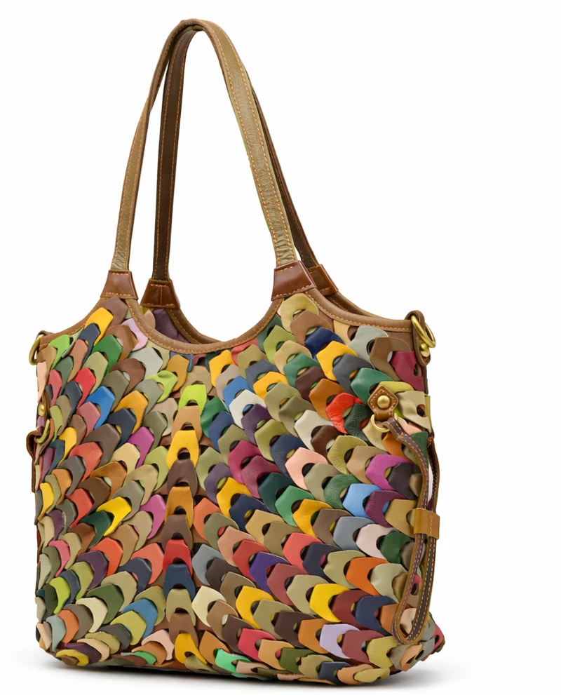 Magic Bags damska skórzana shopperbag kolorowa mozaika torebka na ramię