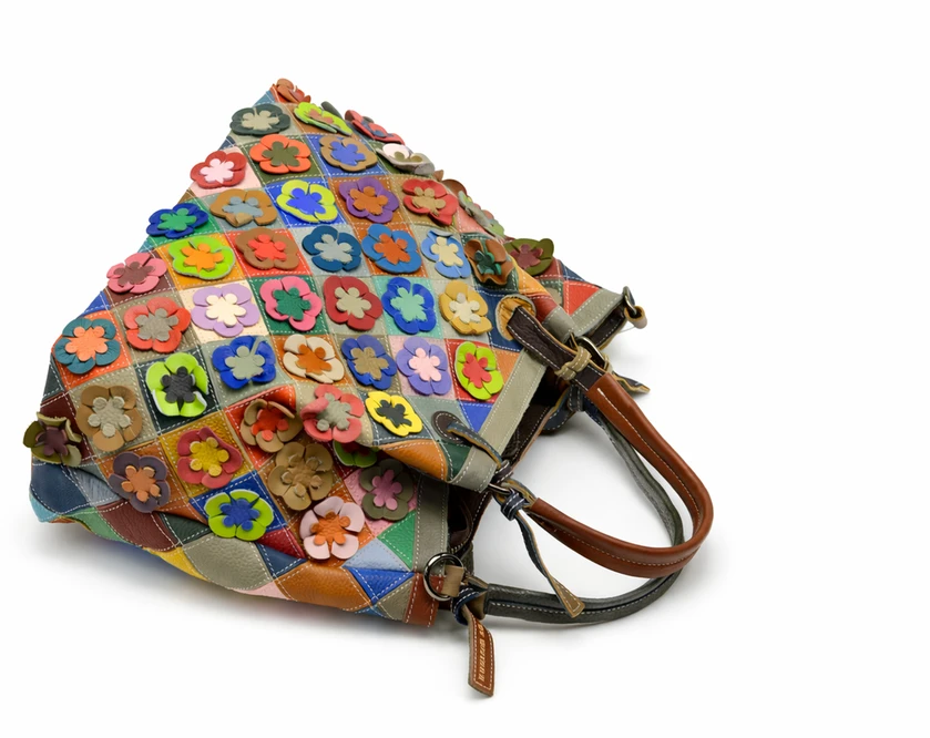 Magic Bags damska skórzana shopperbag kolorowa mozaika torebka na ramię