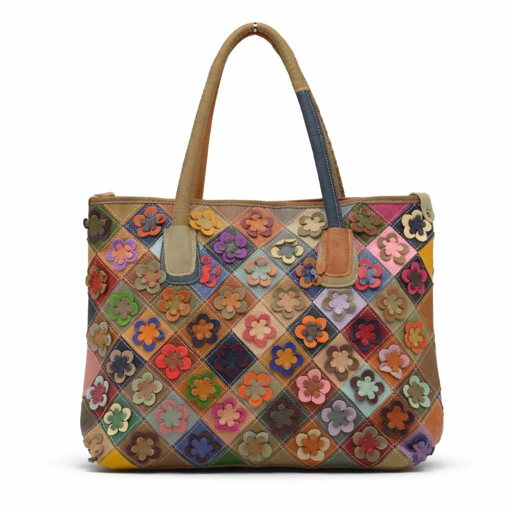 Magic Bags damska skórzana shopperbag kolorowa mozaika torebka na ramię
