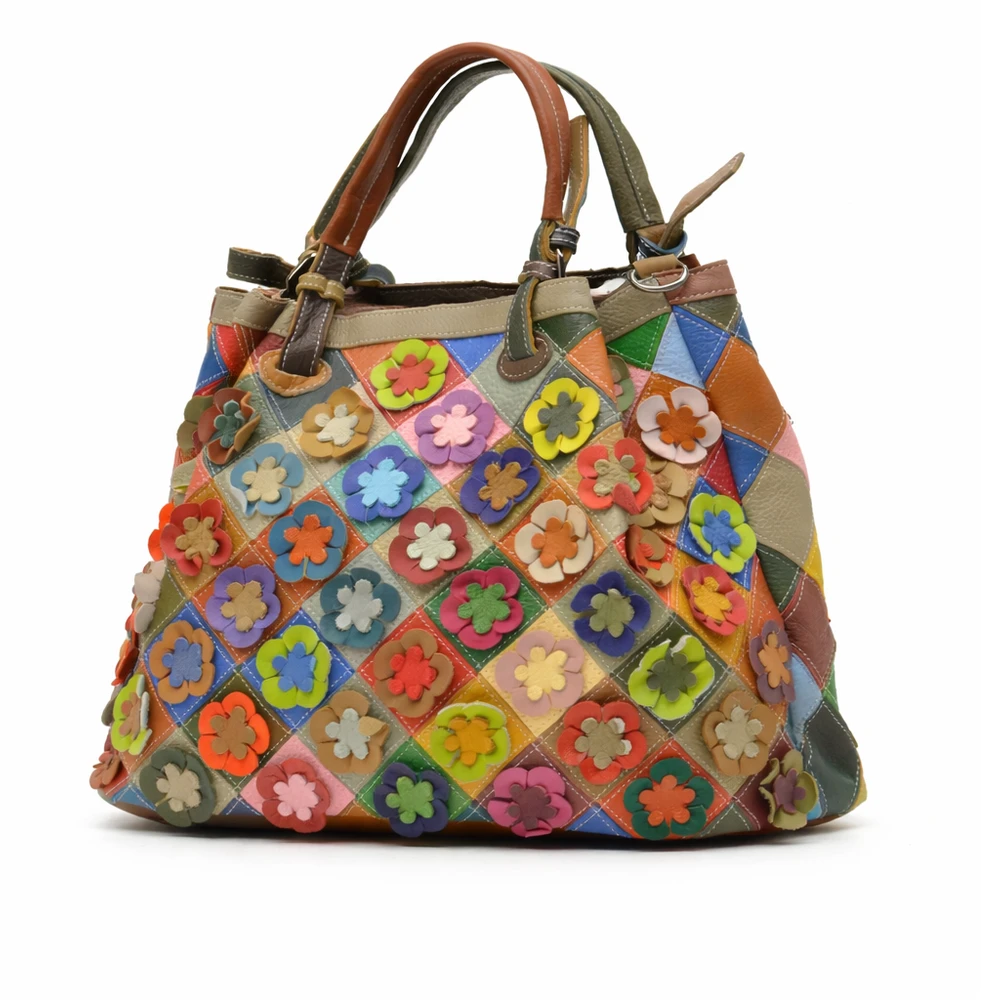 Magic Bags damska skórzana shopperbag kolorowa mozaika torebka na ramię
