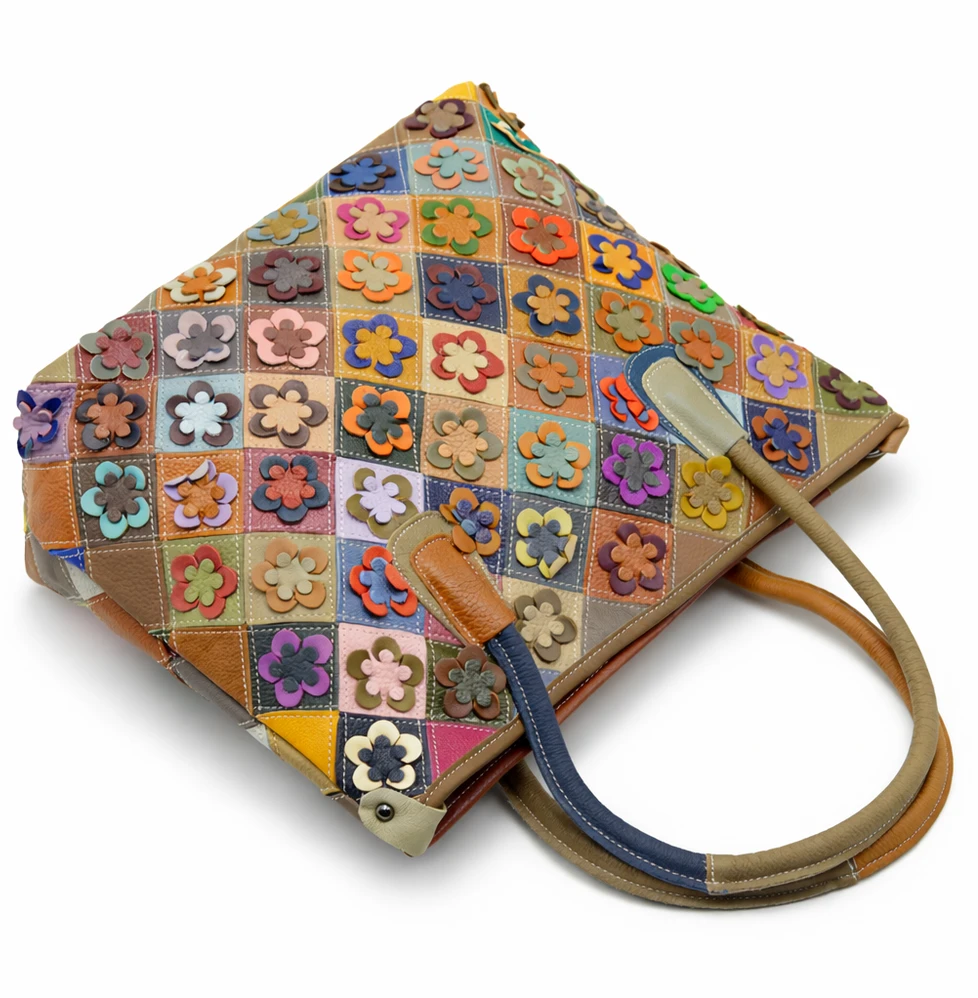 Magic Bags damska skórzana shopperbag kolorowa mozaika torebka na ramię