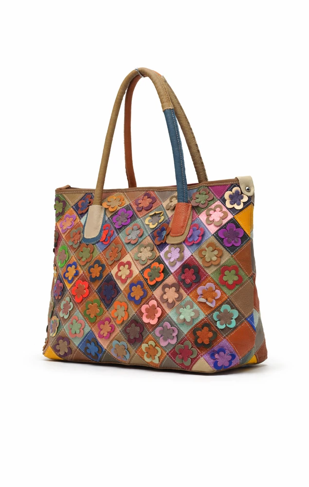 Magic Bags damska skórzana shopperbag kolorowa mozaika torebka na ramię