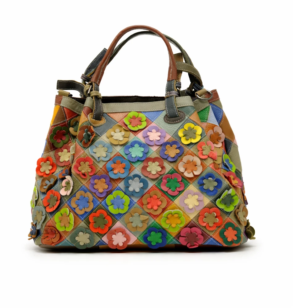Magic Bags damska skórzana shopperbag kolorowa mozaika torebka na ramię