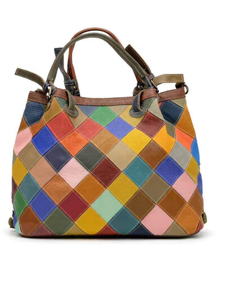 Magic Bags damska skórzana shopperbag kolorowa mozaika torebka na ramię