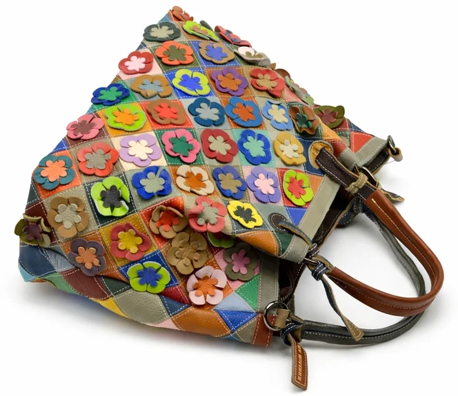 Magic Bags moteriška odinė shopperbag spalvota mozaika rankinė per petį