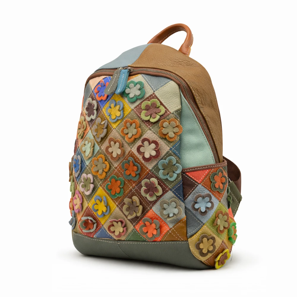 Magic Bags damski kolorowy plecak miejski skóra naturalna duży mozaika