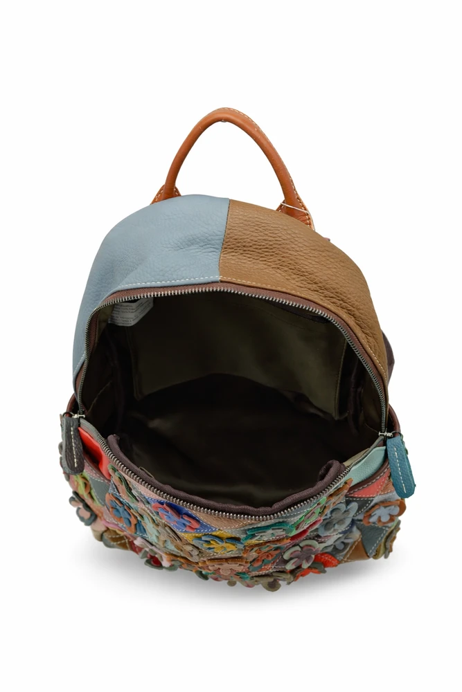 Magic Bags damski kolorowy plecak miejski skóra naturalna duży mozaika