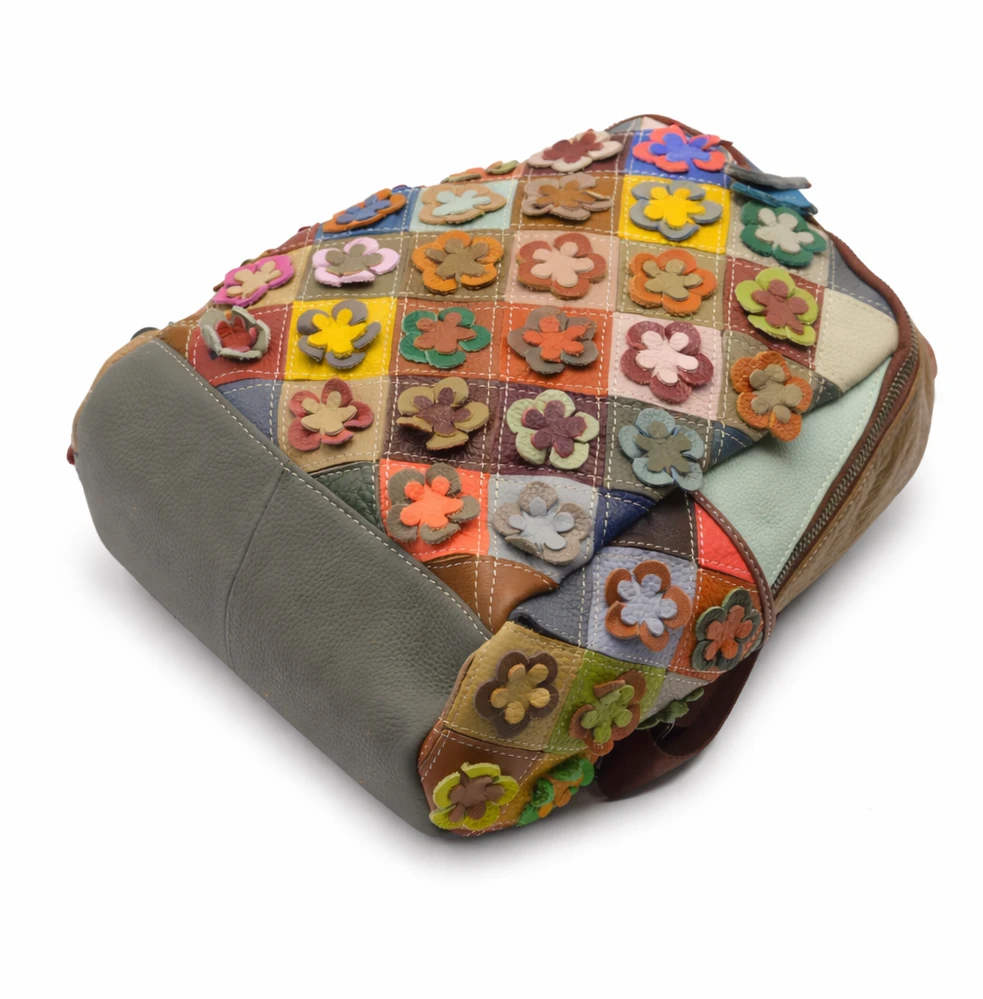 Magic Bags damski kolorowy plecak miejski skóra naturalna duży mozaika