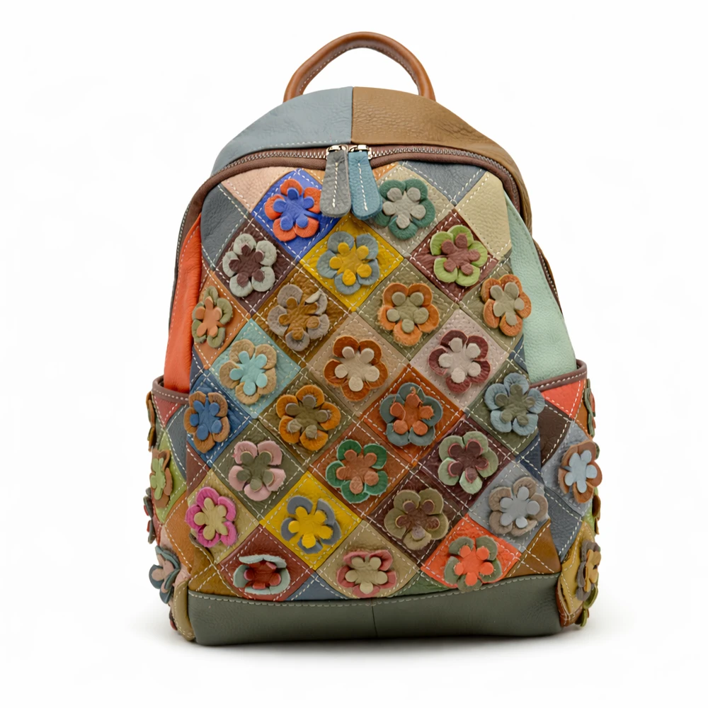 Magic Bags damski kolorowy plecak miejski skóra naturalna duży mozaika